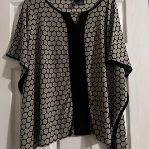 New Directions Black and Cream Polka Dot Top